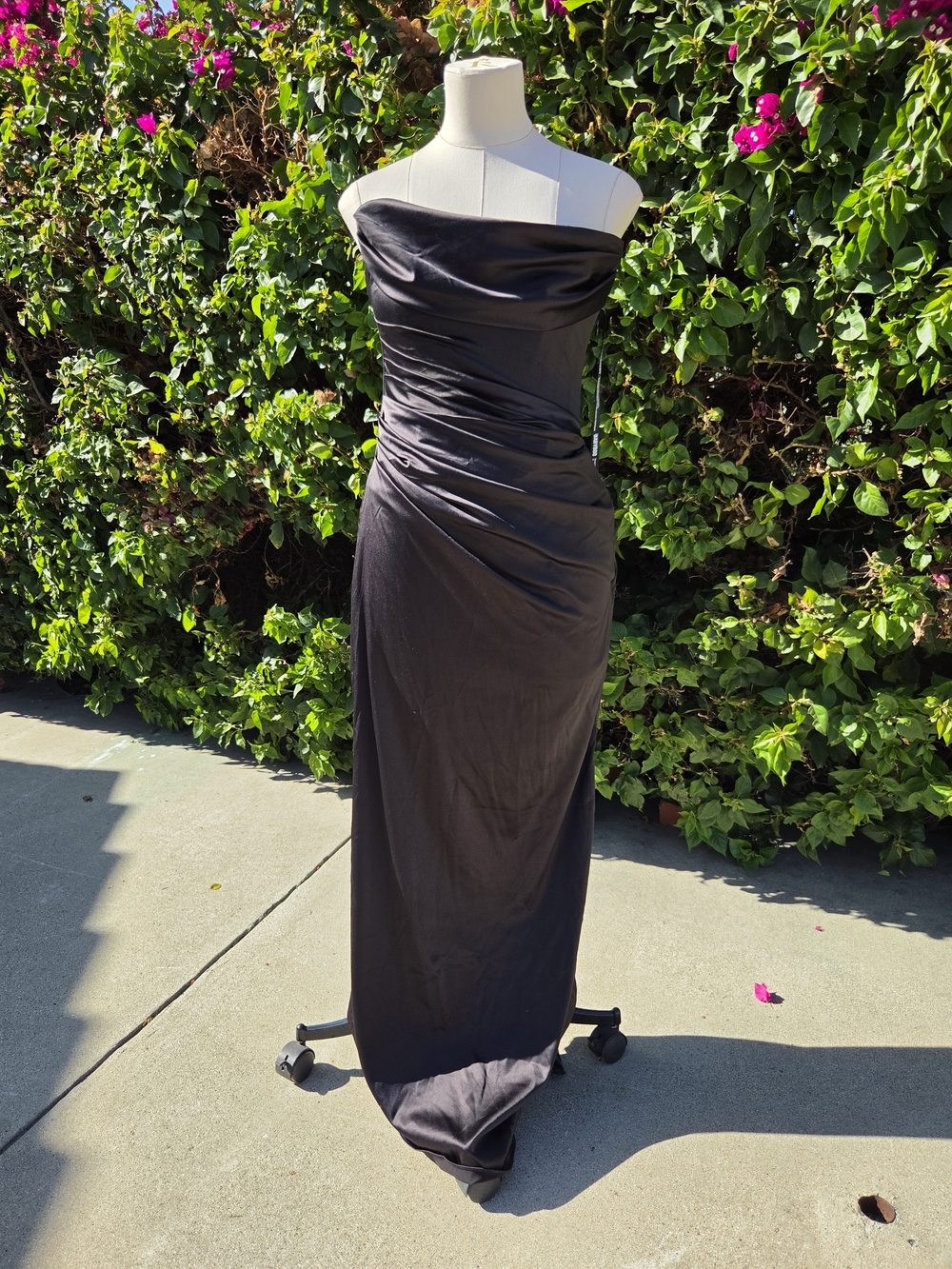 Baby Boo Vessa Maxi Dress Women's Medium 6 Black Satin Strapless Corset NWT